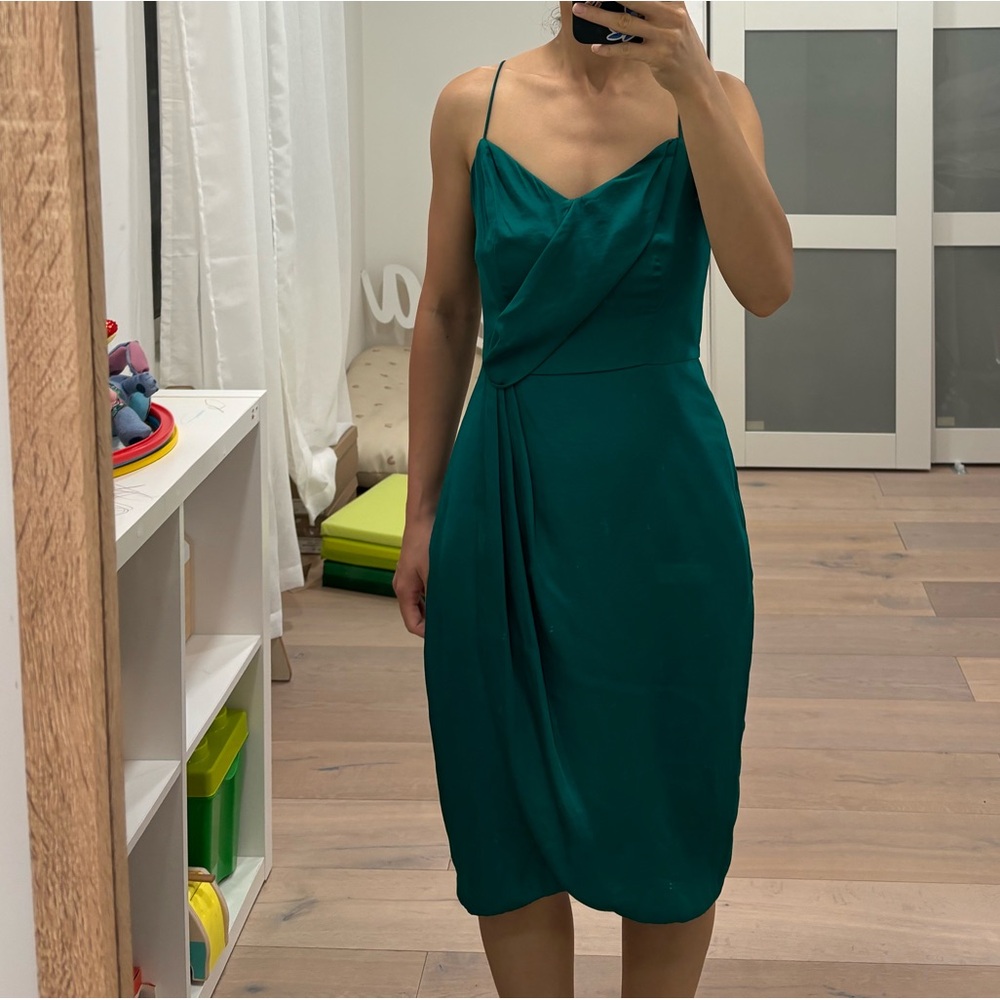 Banana Republic draped dress in bottle green